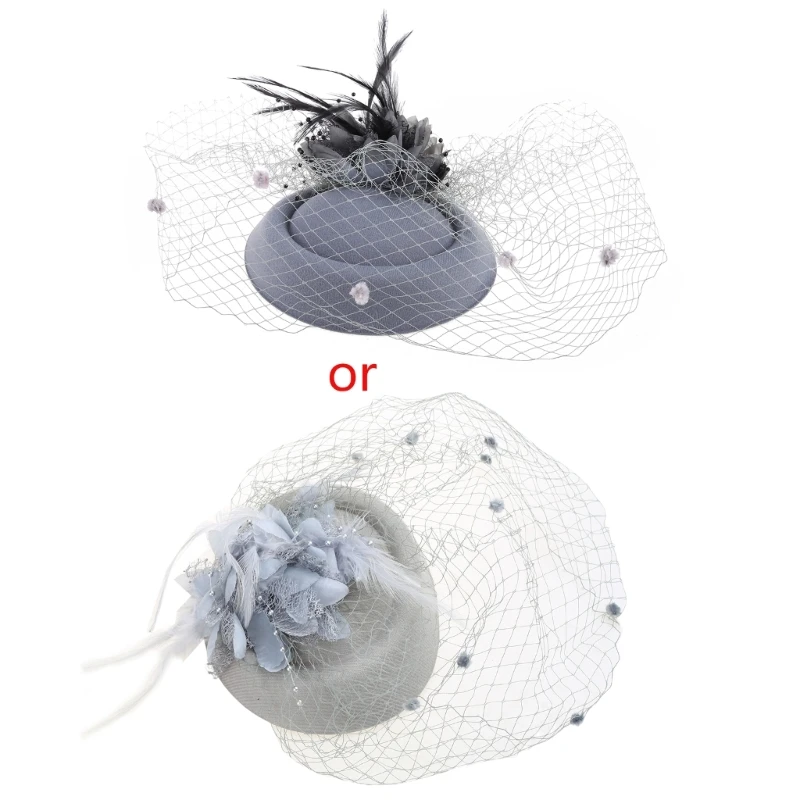 Fascinator Hats Headband Womens Feather Flower Brides Hair Accessories Wedding