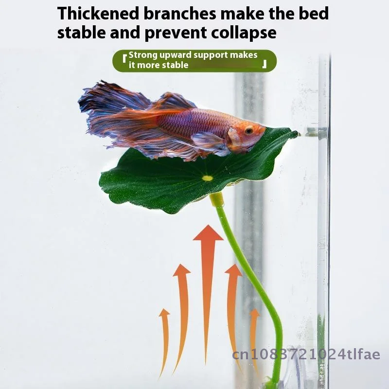 1 قطعة خزان الأسماك النباتات وهمية الديكور الأوراق الخضراء أرجوحة لسمك بيتا الإجهاد الحد من حوض السمك ديكور آمن مع كوب الشفط #3
