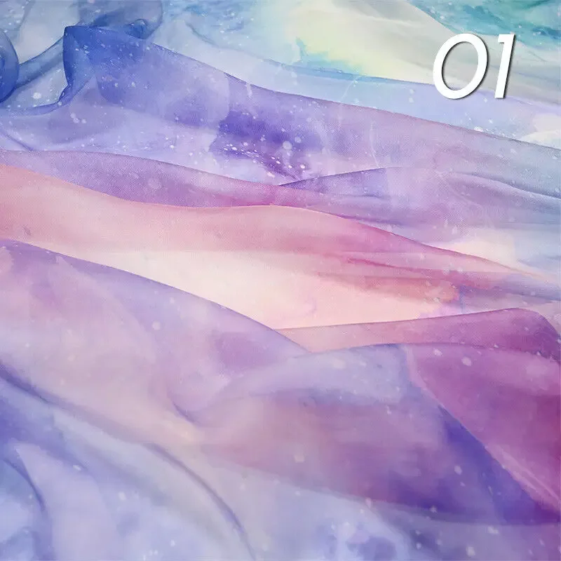 150X100Cm Gradient Chiffon Fabric Diy Rainbow Starry Dream Costume Sewing Craft Dress Supplies Polyester Silk Material