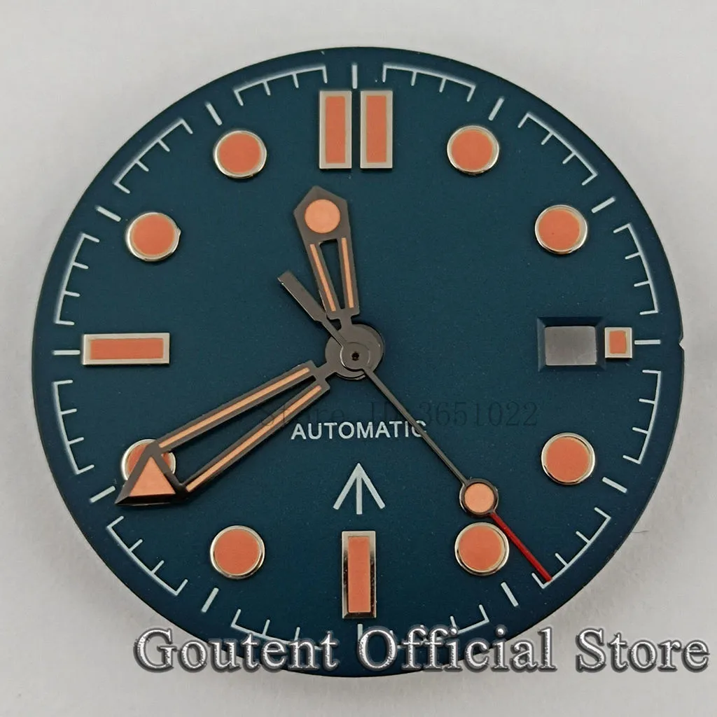 Goutent 31mm Sterile Black/Blue Watch Dial With Hands Fit NH35 NH36 ETA2824 Pt5000 2836 Miyota 8215 821A DG2813/3804 Movement