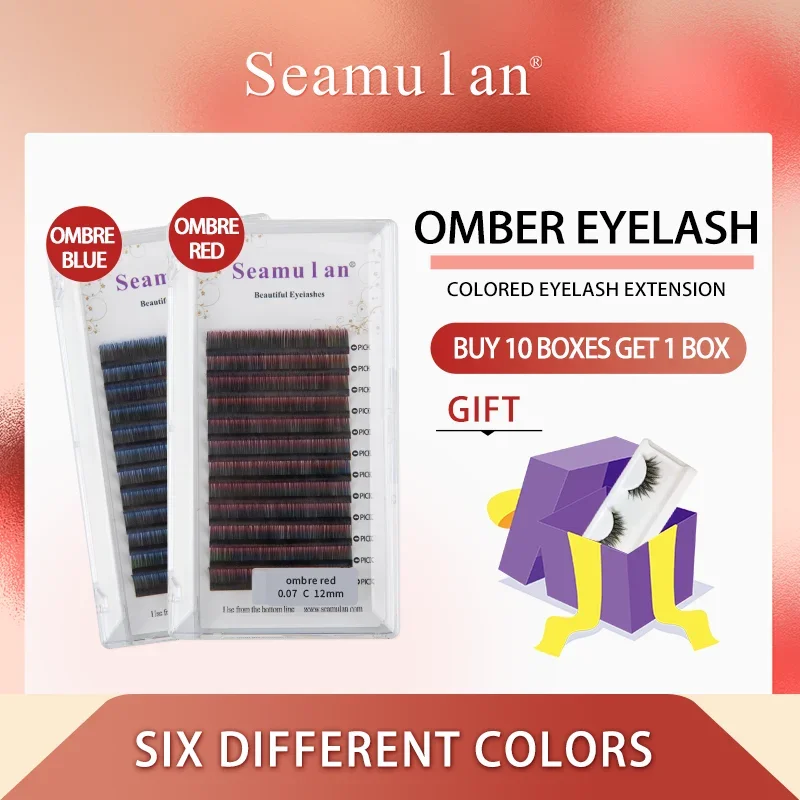 Red Blue Purple Mix 3D Mink Colored Eyelashes Ombre Lashes Natural Dramatic False Eyelash Extension Colourful Cilias Makeup