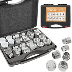 ChuangQian 64 Pcs ORFS Cap & Plug Kit Hydraulic Hose Tube and Pipe Set O-Ring Face Seal Cap and Plug Kit