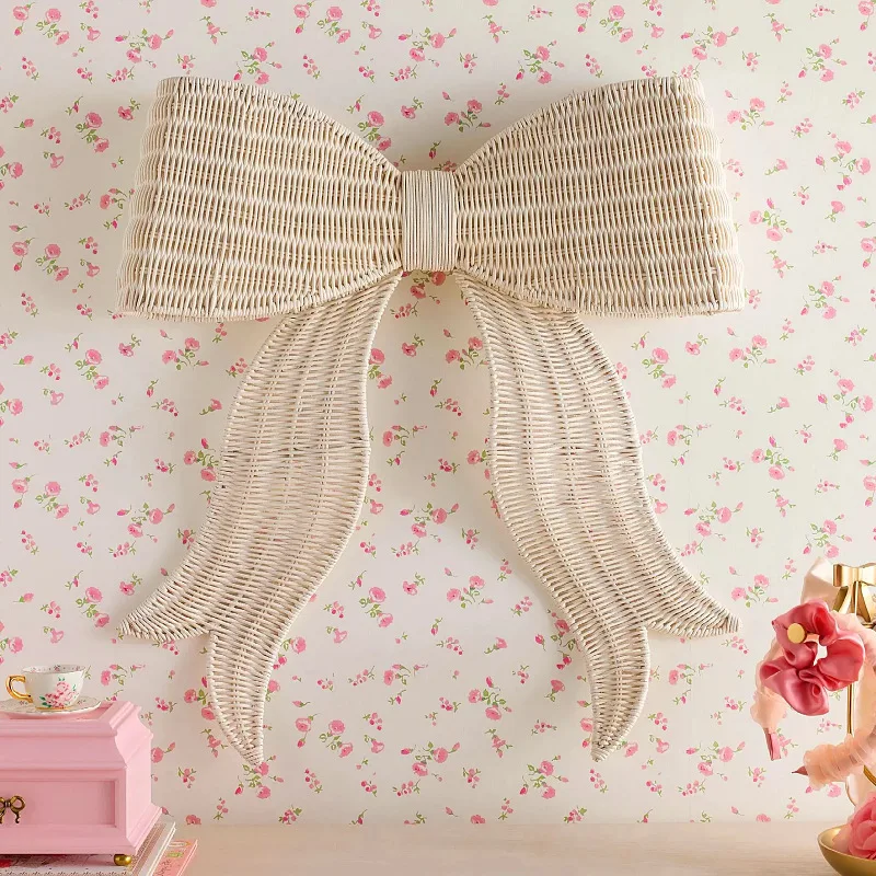 Noordse geweven rotan boog wanddecoratie handgemaakt prinses en koningin cottage decor schattig kamer wandsticker Scandinavische stijl kinderkamer decoratie