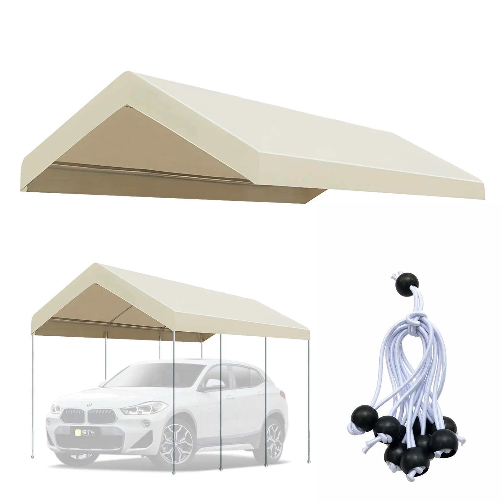 Carport Ersatz-Überdachung 3x6M 1800D Oxford Garagenzelt Schwerlast-Wasserdicht & UV-geschützt Nur Oberabdeckung – Detail 1
