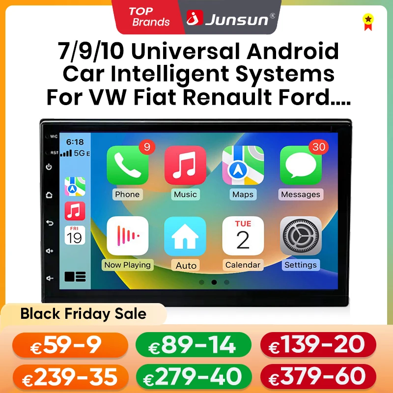 Junsun 7 9 10 ''راديو ستيريو السيارة العالمي CarPlay أندرويد السيارات لشركة فيات رينو نيسان بيجو أنظمة الملاحة الذكية #1