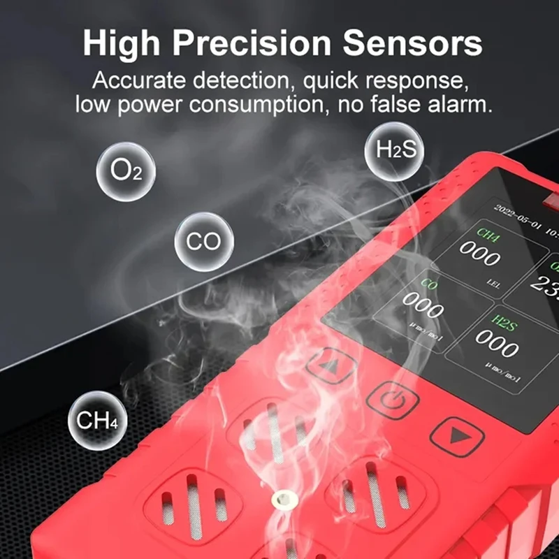 DR850 4 In 1 Portable Multi Gas Detector IP65 Waterproof Gas Leak Meter For O2 / CO / H2S / COMB