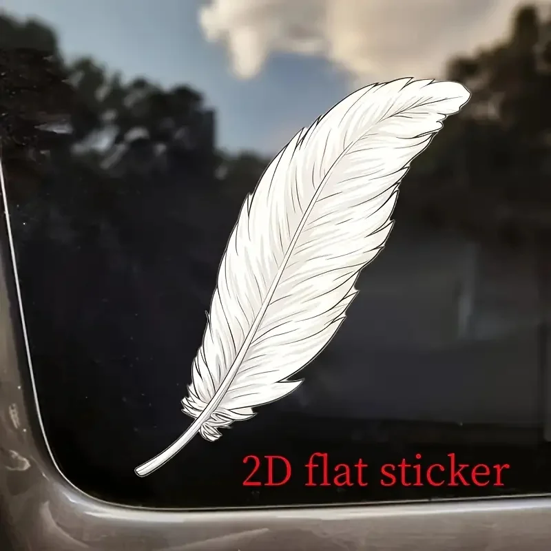 

Забавная водонепроницаемая виниловая наклейка на автомобиль с белым пером, внешние декоративные аксессуары, используется для автомобиля, мотоцикла, ноутбука, фургона,
