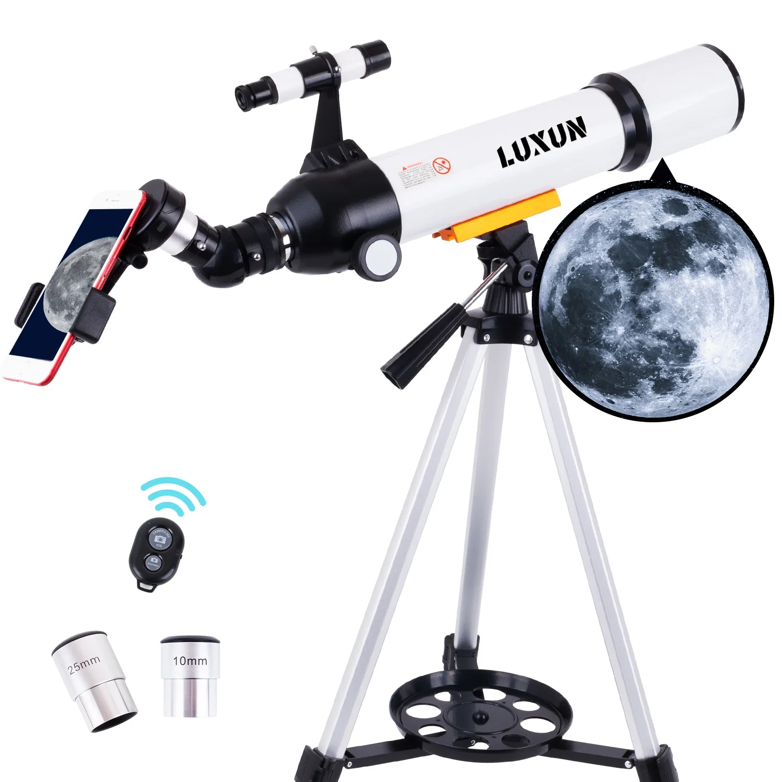 LUXUN Refractor Astronomical Telescope 70500 Telescope Astronomical With Phone Adapter 70mm Aperture View Moon And Plant