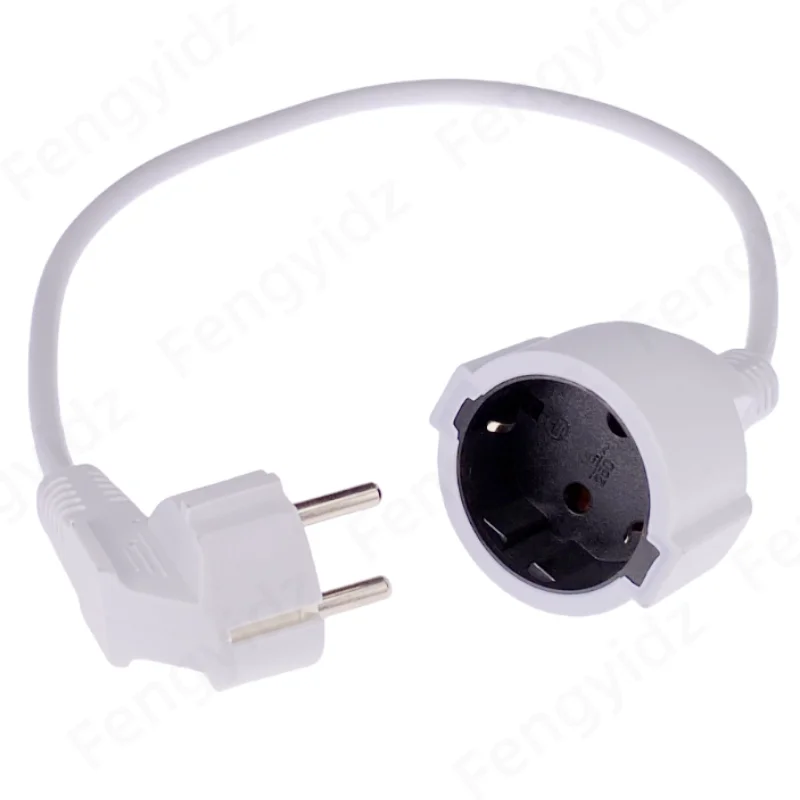 1PCS White 0.5M EU German plug socket extension power cable IEC320 16A 250V male to female server power cord 0.75 square