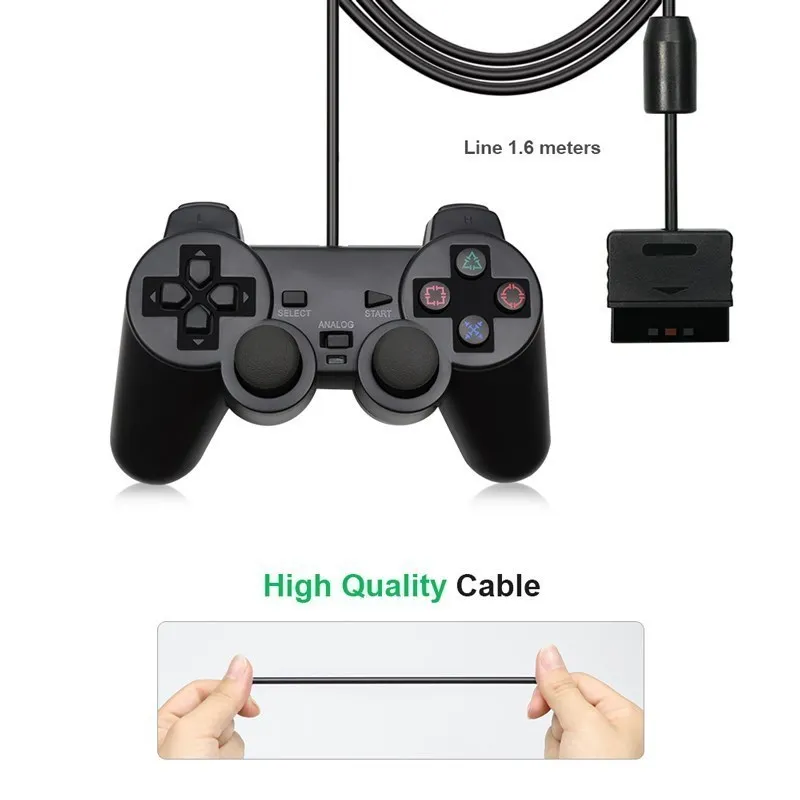 لوحة ألعاب سلكية لوحدة تحكم Sony PS2 لعصا التحكم للبلاي ستيشن 2 اهتزاز صدمة Joypad ملحقات وحدة تحكم USB سلكية للكمبيوتر الشخصي