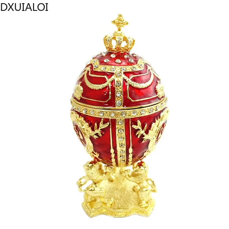 

Home decorations European palace egg jewelry storage box diamond-studded painted metal crafts creative desktop ornaments