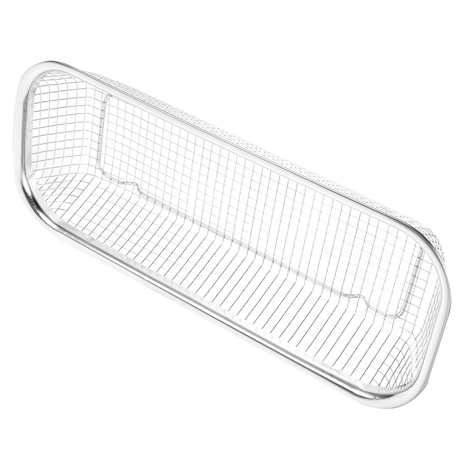 

Stainless Steel Draining Basket Kitchen Sink Tableware Storage Holder Silver Multi-Hole Design Washing Filtering Fruit Container