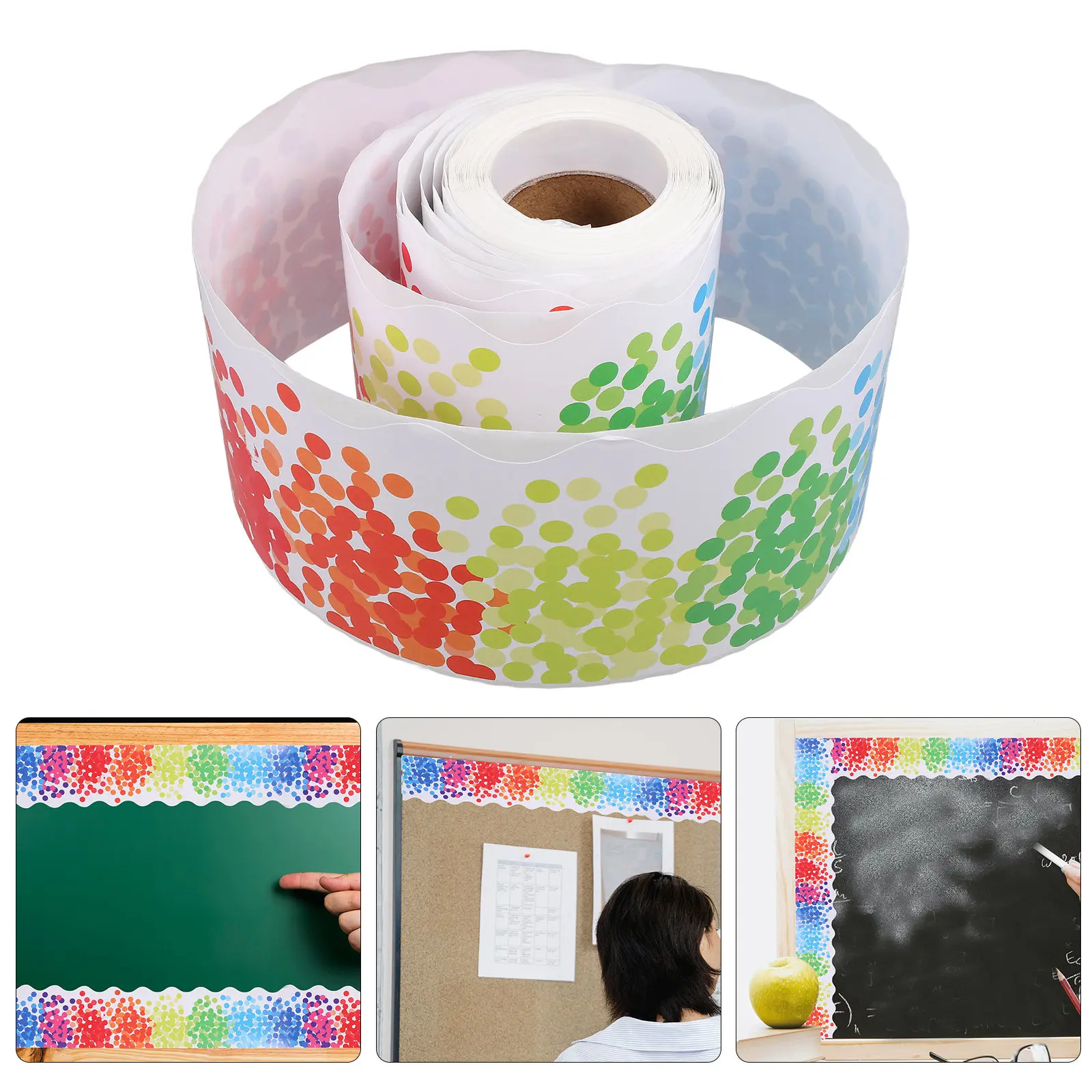 1 Roll Colorful Polka Dots Bulletin Board Border Sticker Classroom Blackboard Wall Decor Decals Bulletin Board Borders