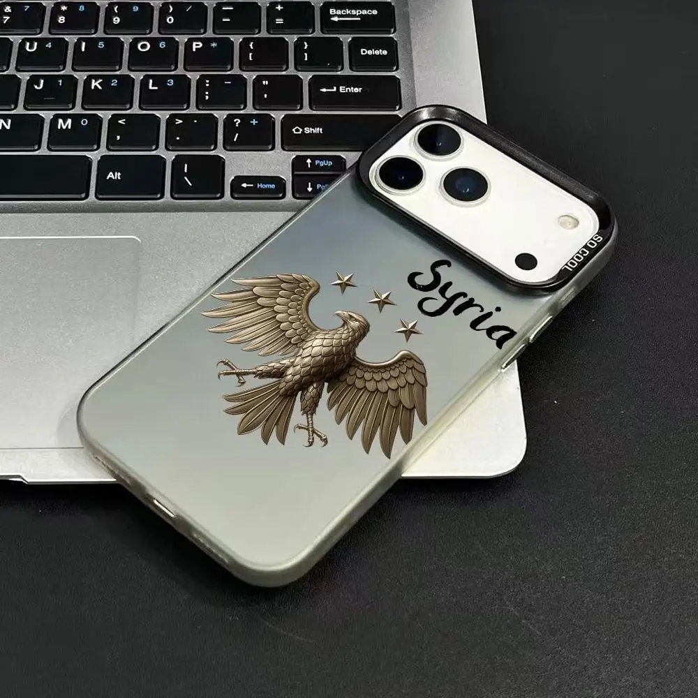 حافظة هاتف لهاتف آيفون 17 16 15 14 13 12 11 برو ماكس أسود أرجواني غير لامع ليزر معدني أورورا فوندا شعار سيري جديد كول إيجل