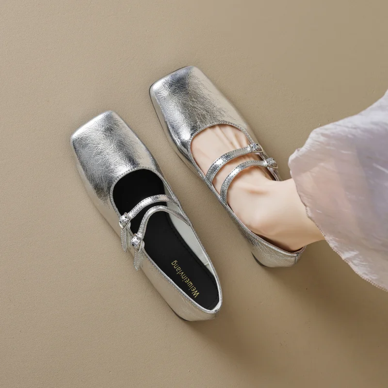 

Square-toed women's flat shoes, French-style single-strap shoes, Korean-style soft-soled women's shoes