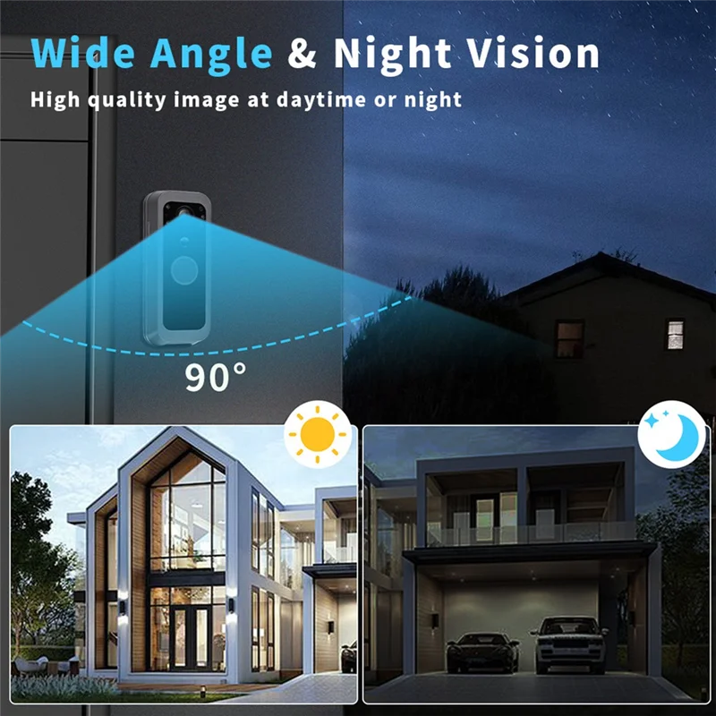 ABDJ-Video Door Viewer Wireless Intercom Doorbell Smart Home Security IR Night Vision Waterproof Door Camera No Need Network