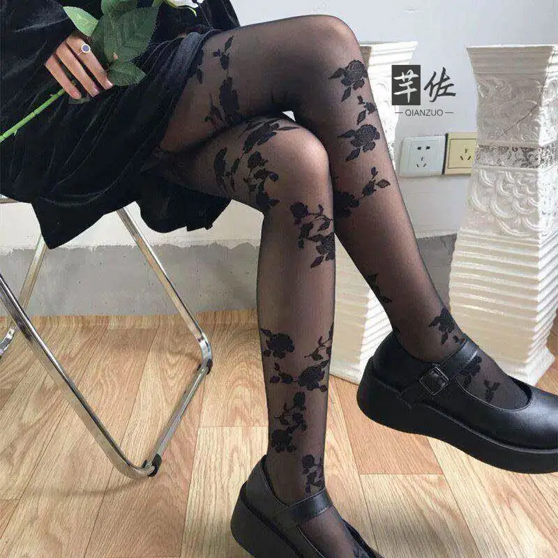 Elegant White Silk Rose Embroidery Stockings Lace Thin Romantic Sexy Pantyhose Luxury Summer Ultra-Thin Seamless Durable Men'...