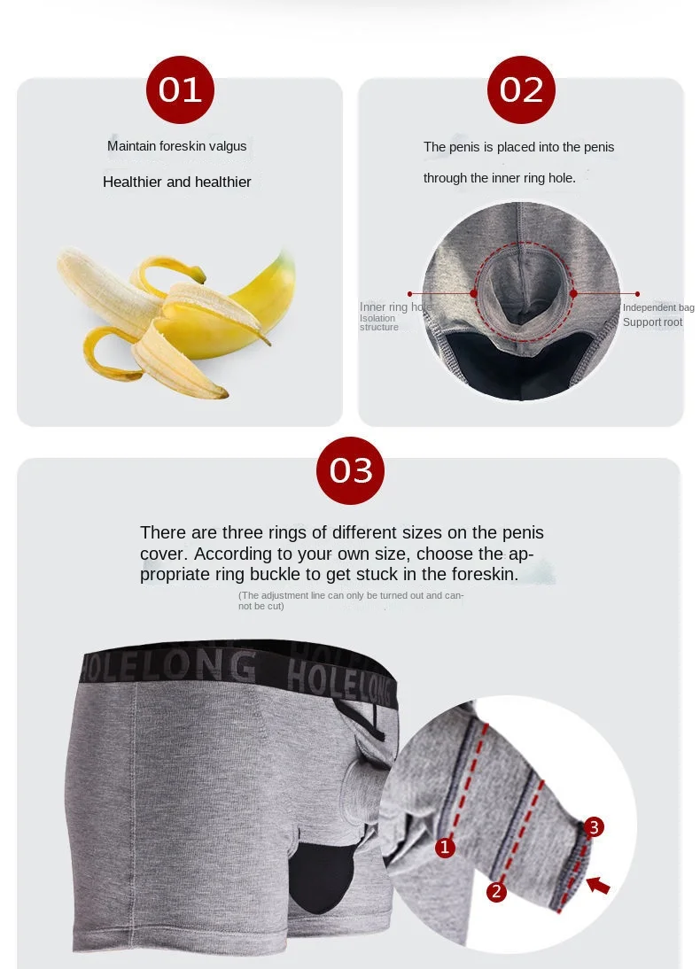 Cuecas Boxer Masculina Separation And Resistance Underwear Men\'S Snap Type Egg Gun Split U Convex Scrotum Set Boxer Shorts Sex