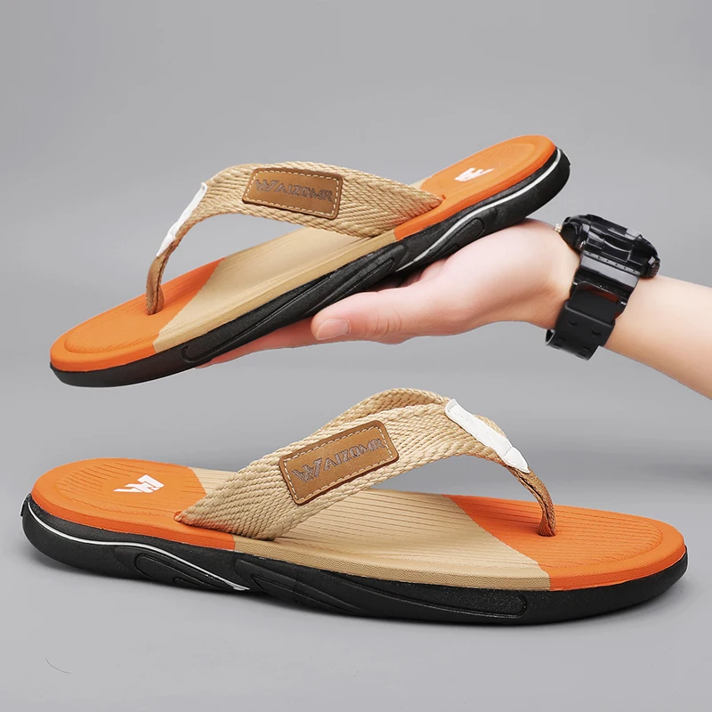 Men's Flip-Flops Summer New Waterproof Non-Slip Sandals Casual and Comfortable Color Matching Slippers for Men