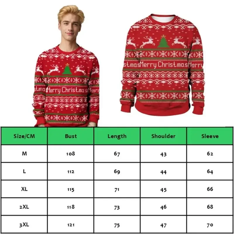 SN55Fall الشتاء للجنسين حجم كبير 3XL عيد الميلاد القبيح مطبوعة البلوز مضحك عادية عطلة حفلة عيد الميلاد البلوز للنساء $@1w