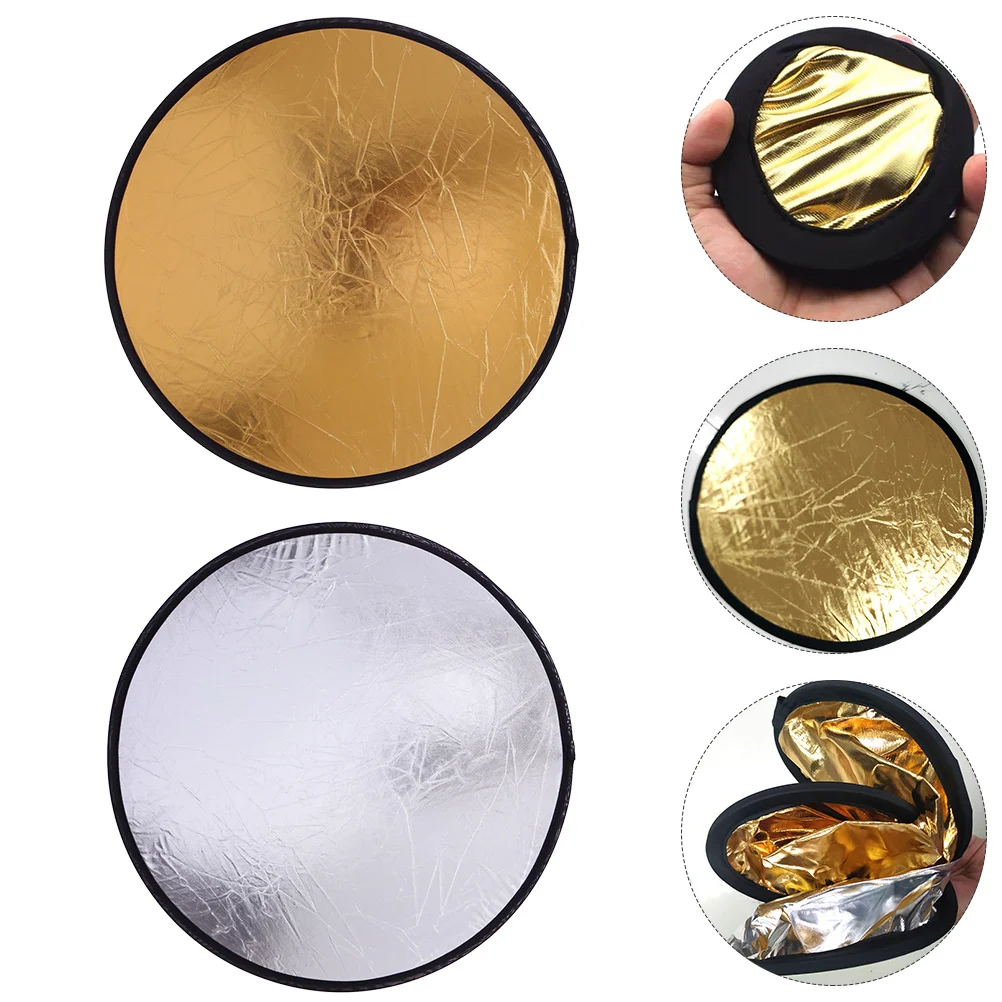 2Pcs Light Reflector for Photography 2 in 1 Gold Silver Portable Reflective Panel Compact for Indoor Outdoor Still Life Photo