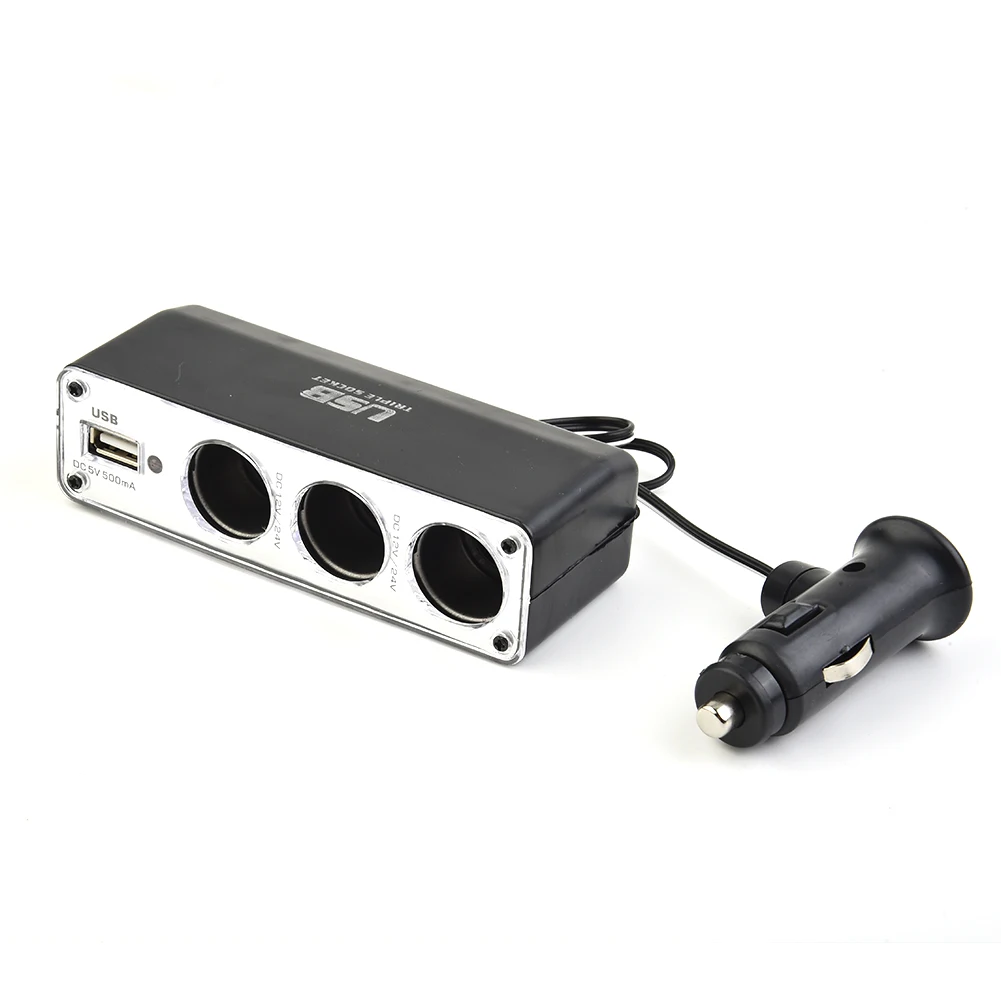 High Quality Charger Adapter Triple Splitter 5V/500mAh Convenient Lightweight 12V/5A Accessories Black USB Port