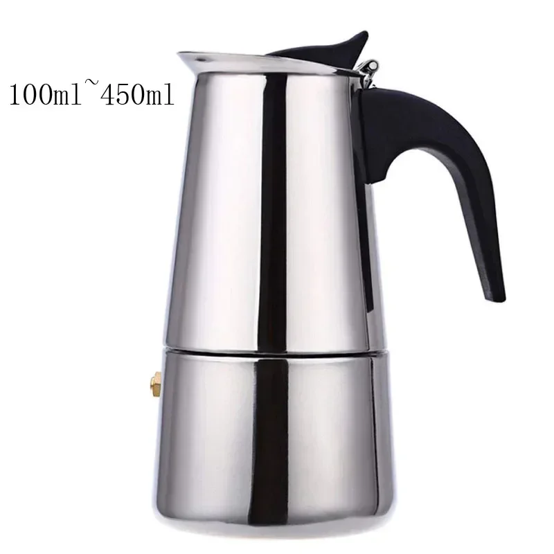 100/200/300/450Ml Stove Top Moka Coffee Pot Stainless Steel Filter Italian Espresso Coffee Maker Percolator Tool Mocha Cafetiere