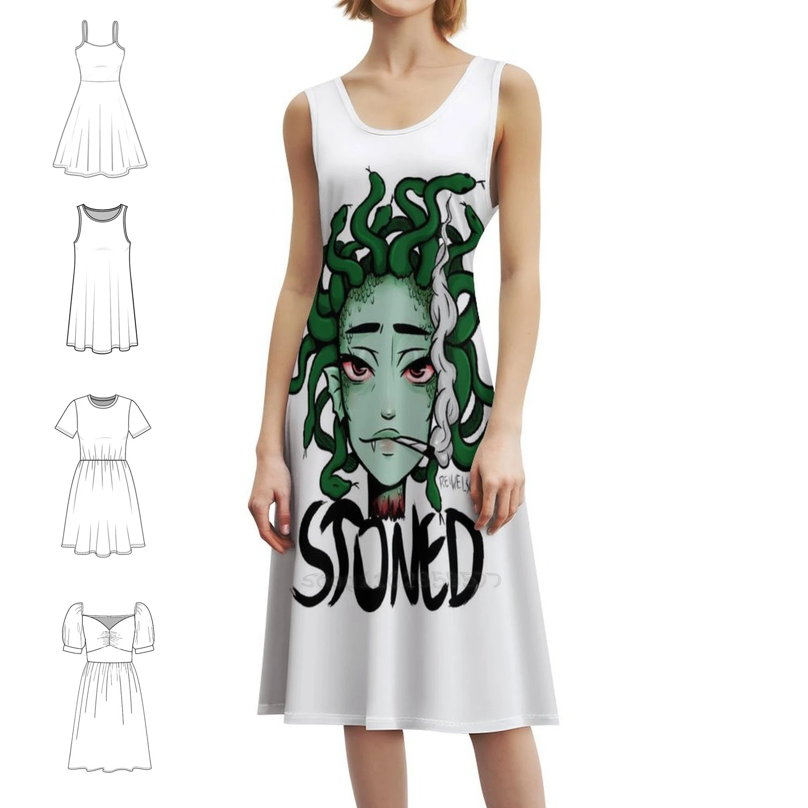 فستان قصير على طراز Preppy للنساء على شكل حرف a فضفاض مناسب فستان يوم غير رسمي المخدرات الاعشاب الممزق فستان الأساطير اليونانية للفتيات #1