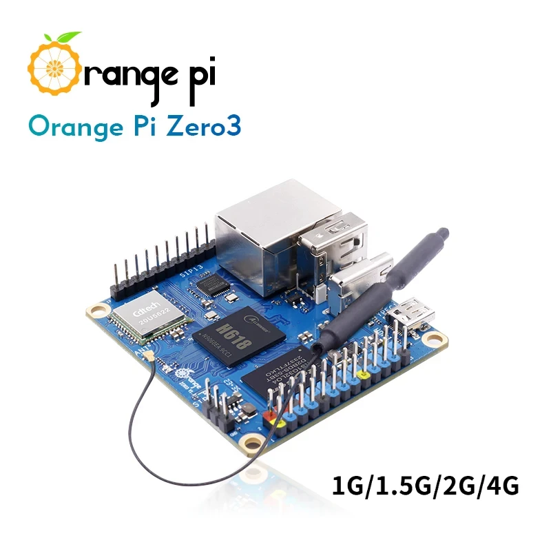 Orange Pi Zero 3 1G 1.5G 2G 4G RAM Allwinner H618 64-bit 16MB SPI Flash Dual Band WiFi5+BT5.0 Gigabit LAN Orange Pi Zero 3