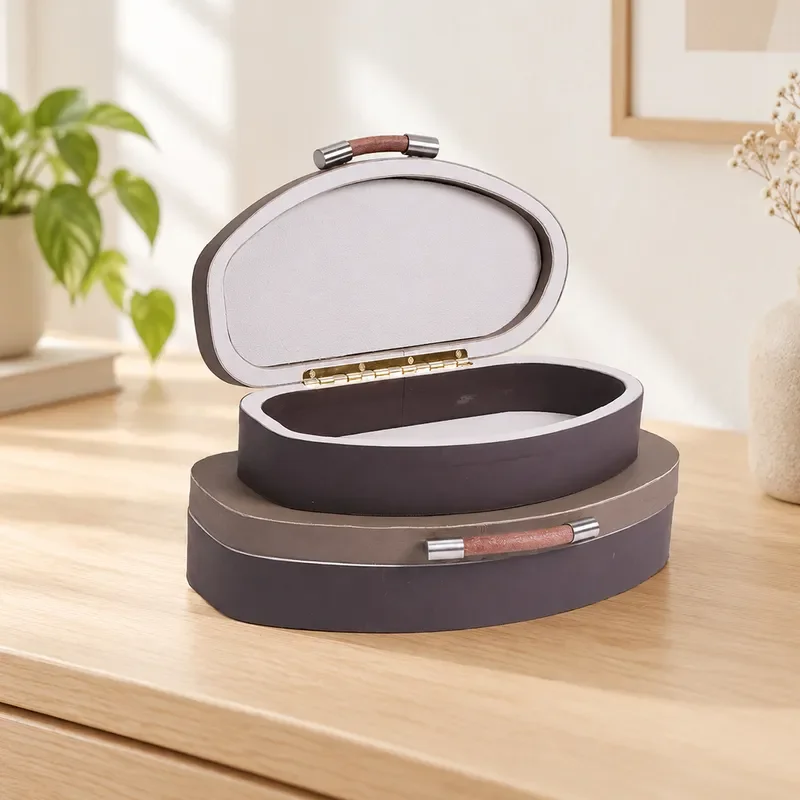 Light Luxury Brown Leather Jewelry Box Bedroom Dressing Room Dresser Home Decoration Jewelry Storage Box