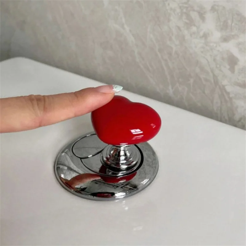 Handle Toilet Press Button Heart Shaped Press Tank Push Switch Toilet Bathing Room Decor Water Press Flush Button Home Tools