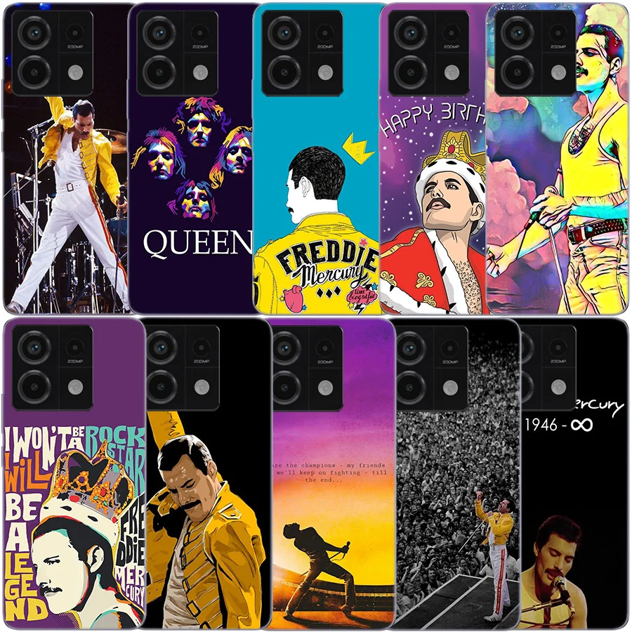 Rock Funky Freddie Mercury Queen Clear Phone Case For Xiaomi Redmi 12 12C 10 10A 10C 9 9A 9C 9T Note 14 13 12 Pro + Plus 12S TPU