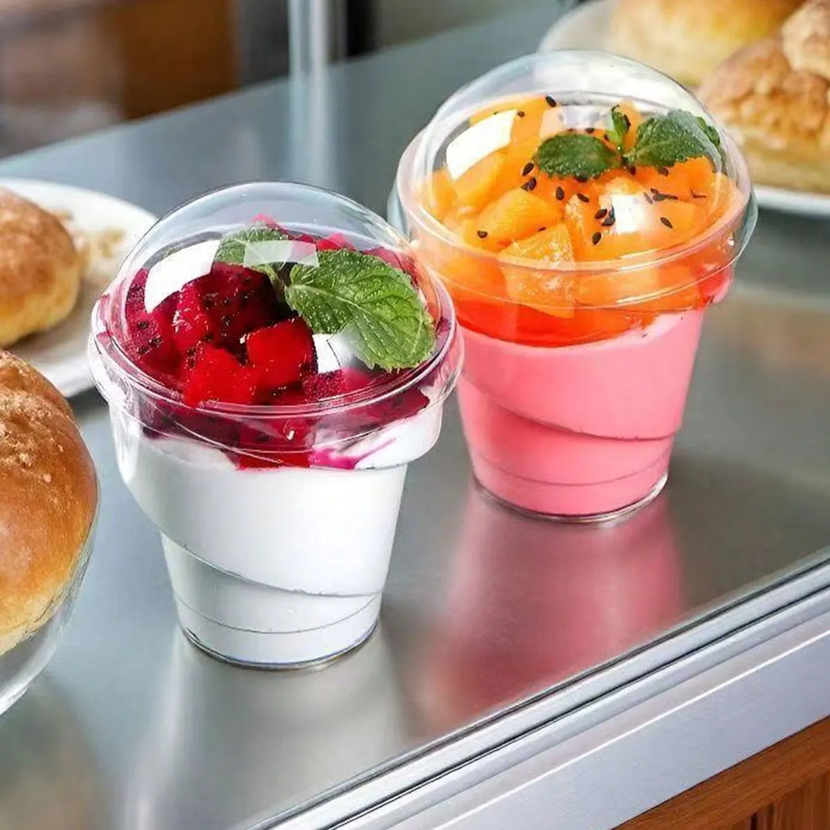 Spiral Transparent Plastic Cup Mousse Cup Pudding Cup Round Disposable Transparent Ps Food-Grade Wood Pulp Cup Dessert Cup