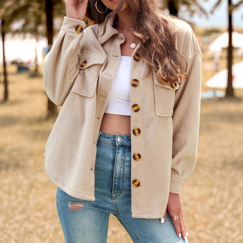 

Fashion New Solid Color Women's New Thickened Fleece Cardigan Jacket
