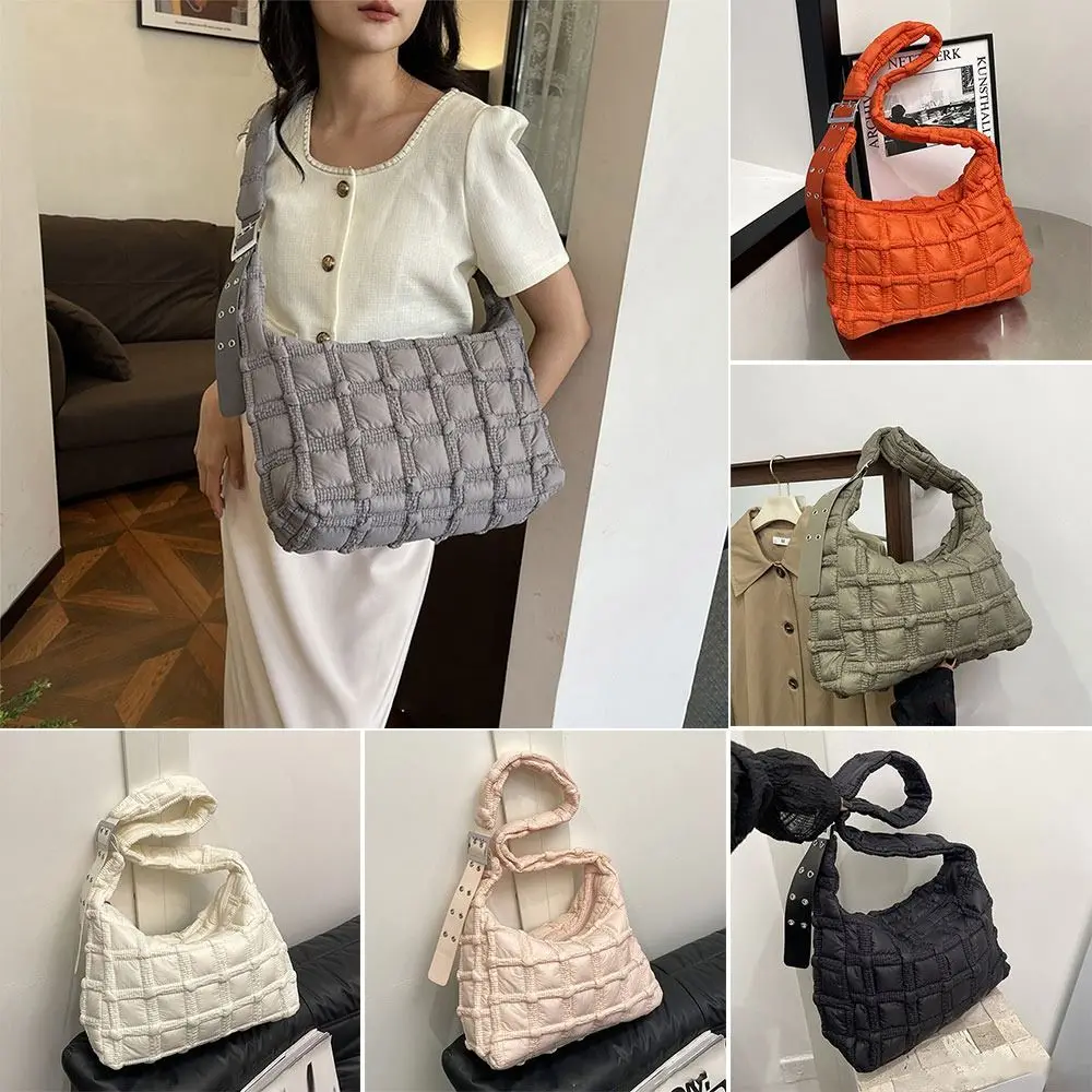 

Plaid Shoulder Bag For Women Large Capacity Nylon Crossbody Handbag Casual Travel Bag Female Messenger Tote Bag