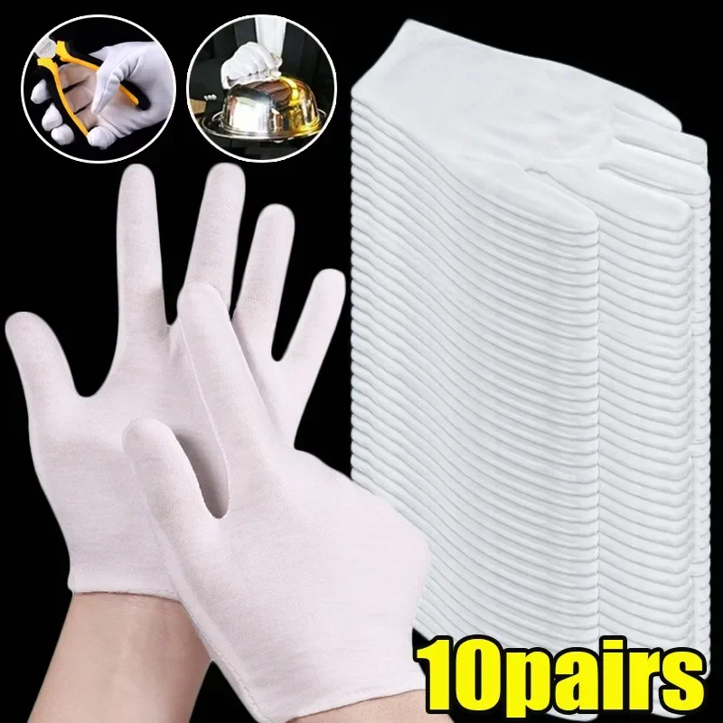 10pairs Household Cleaning Tools Popular Cheap Soft Cotton Work Gloves Dry Hands Handling Film SPA Gloves High Stretch Gloves