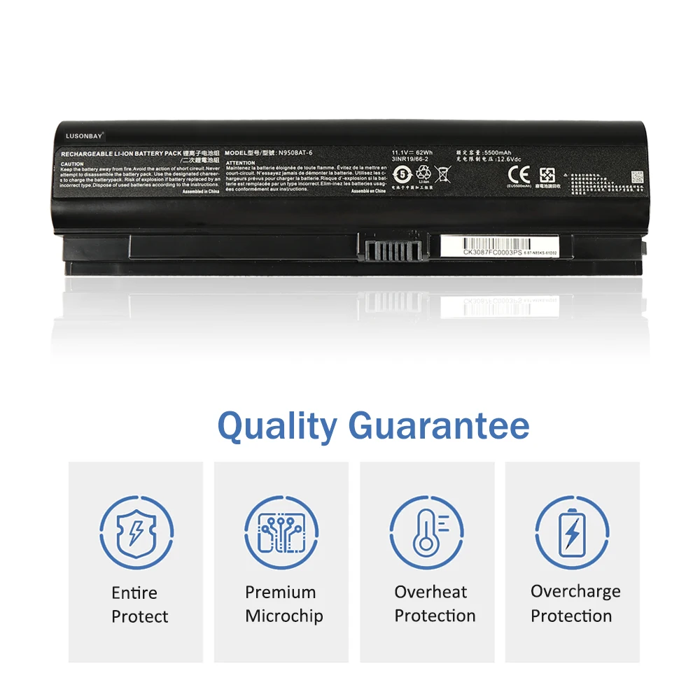LUSONBAY N950BAT-6 Laptop Battery Replacement for HASEE ZX7-CP5S2 ZX7-CR6DE ZX7-G4T1 CJSCOPE SX-750 GX Series 11.1V 62Wh