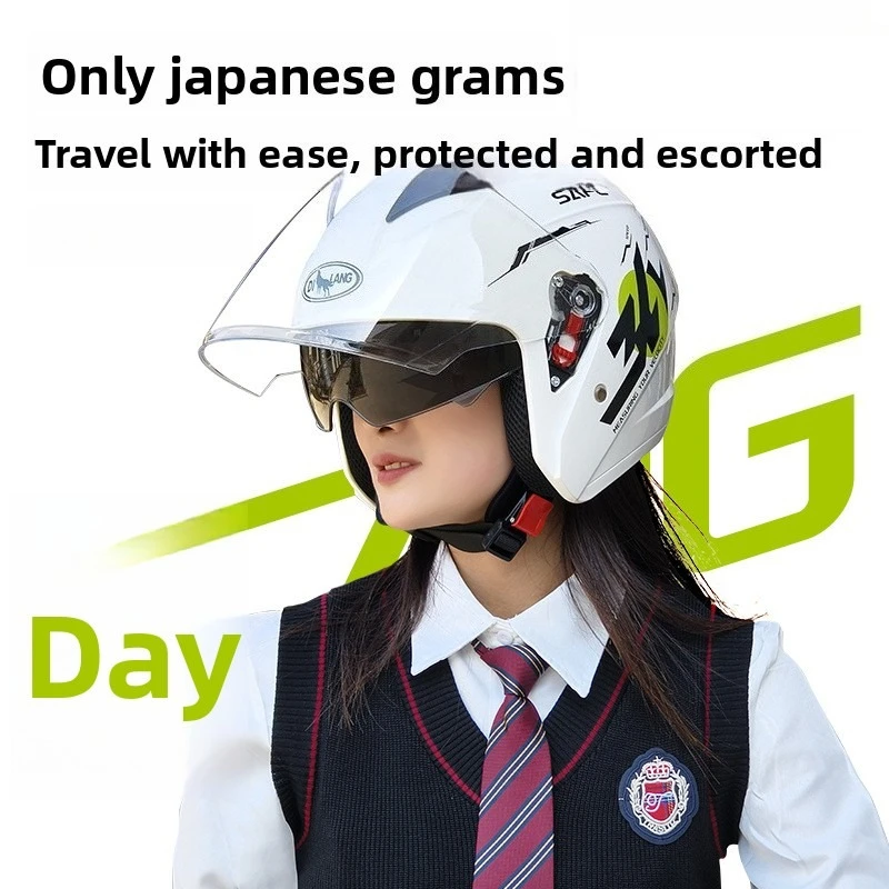 Electric Car Helmet Motorcycle Winter Warm Battery Car Women's Winter Men's Double Mirror Four-season Helmet Motorsiklet Kask