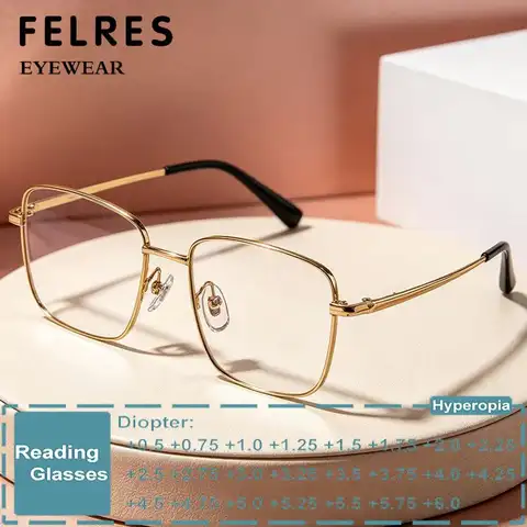 Square Titanium Alloy Anti Blue Light Reading Glasses Men Women Brand Design Clear Optical Presbyopic Eyewear Customize Diopter