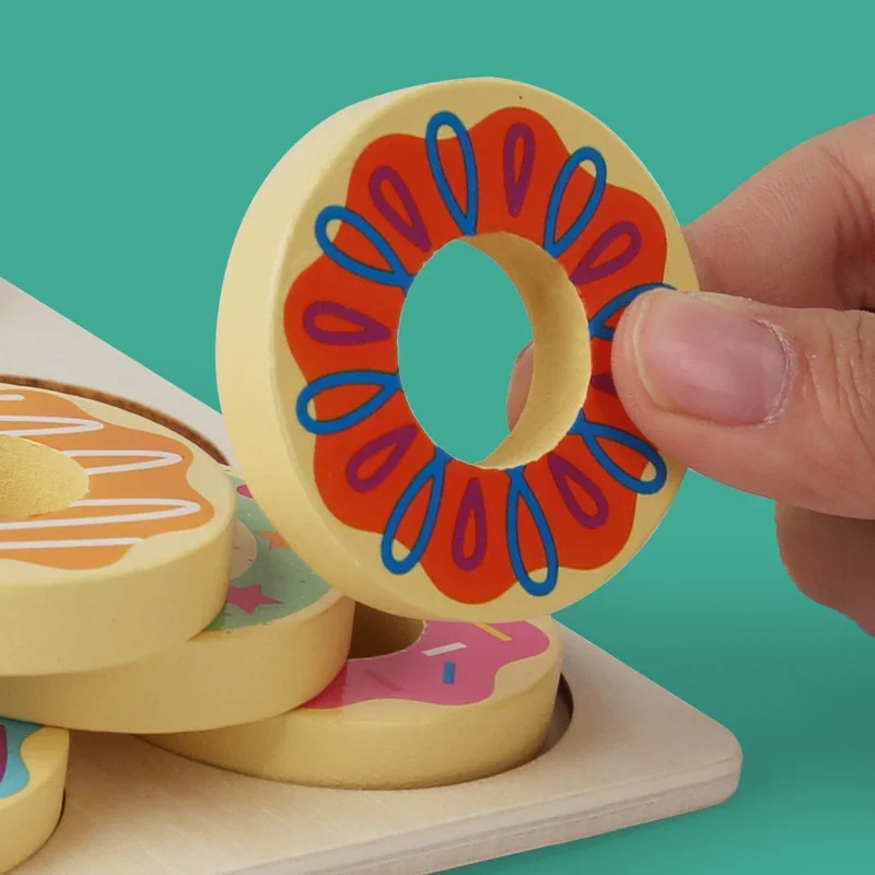 Donut De Madeira Cores De Emparelhamento De Brinquedos, Enigma De Educação Precoce Montessori, Jogo De Correspondência De Cores, Jardim De Infância De Ensino Aids