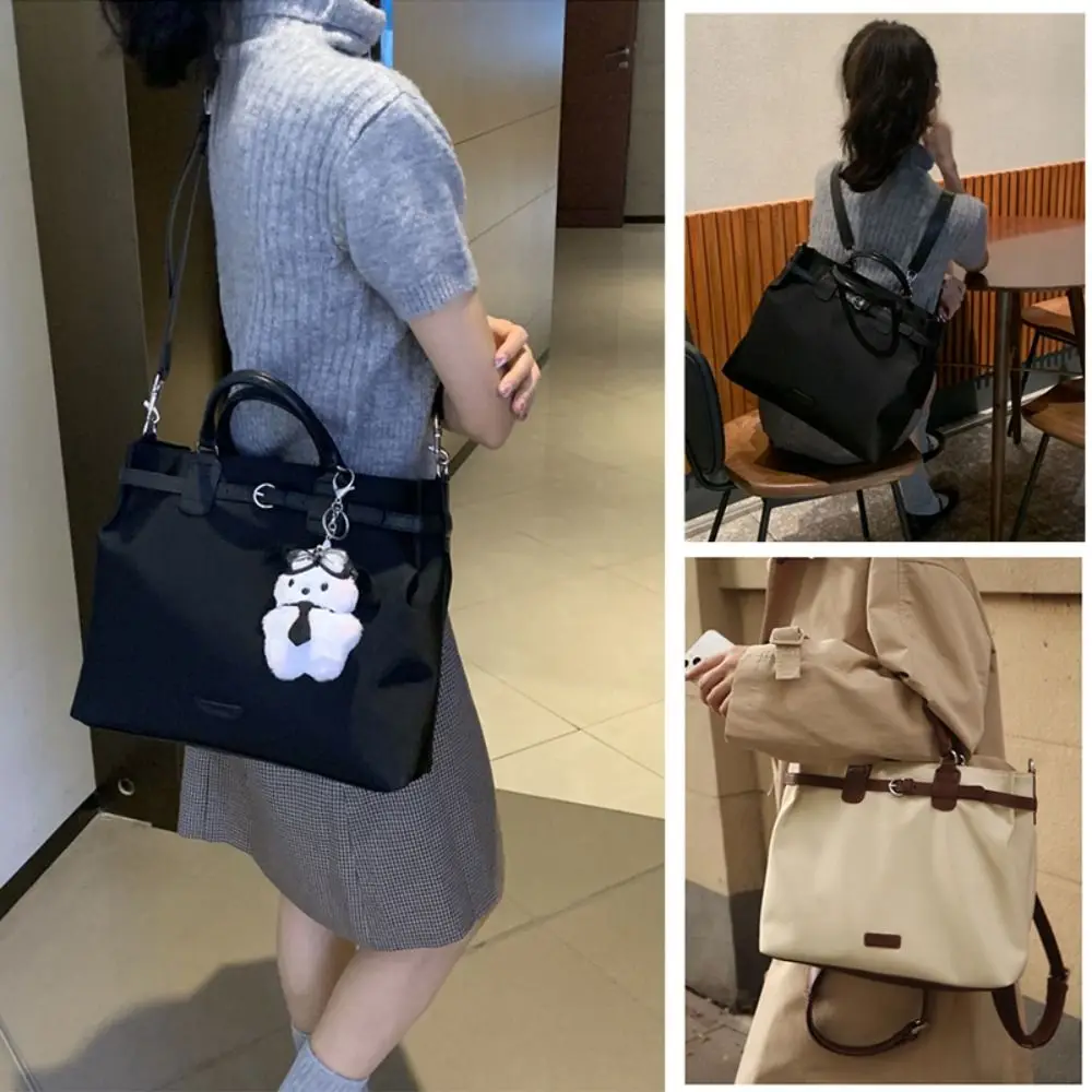 Fashion Nylon Women Shoulder Bag Lage Capacity Handbag Travel Backpack Solid Color Briefcase Tote Bag