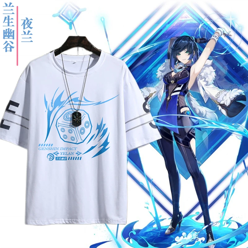 Game Anime  Cosplay Yelan Kaedehara Kazuha Arataki Itto Beelzebul Summer Cotton Printing Short Sleeve T-Shirt Top