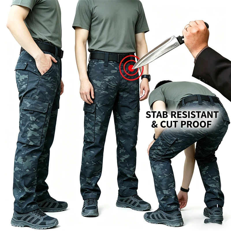 Military Tactical Combat Pants Scratch Resistant Wear-resistant Self-defense Flexible Multi Pocket Police Fbi Safety Clothing