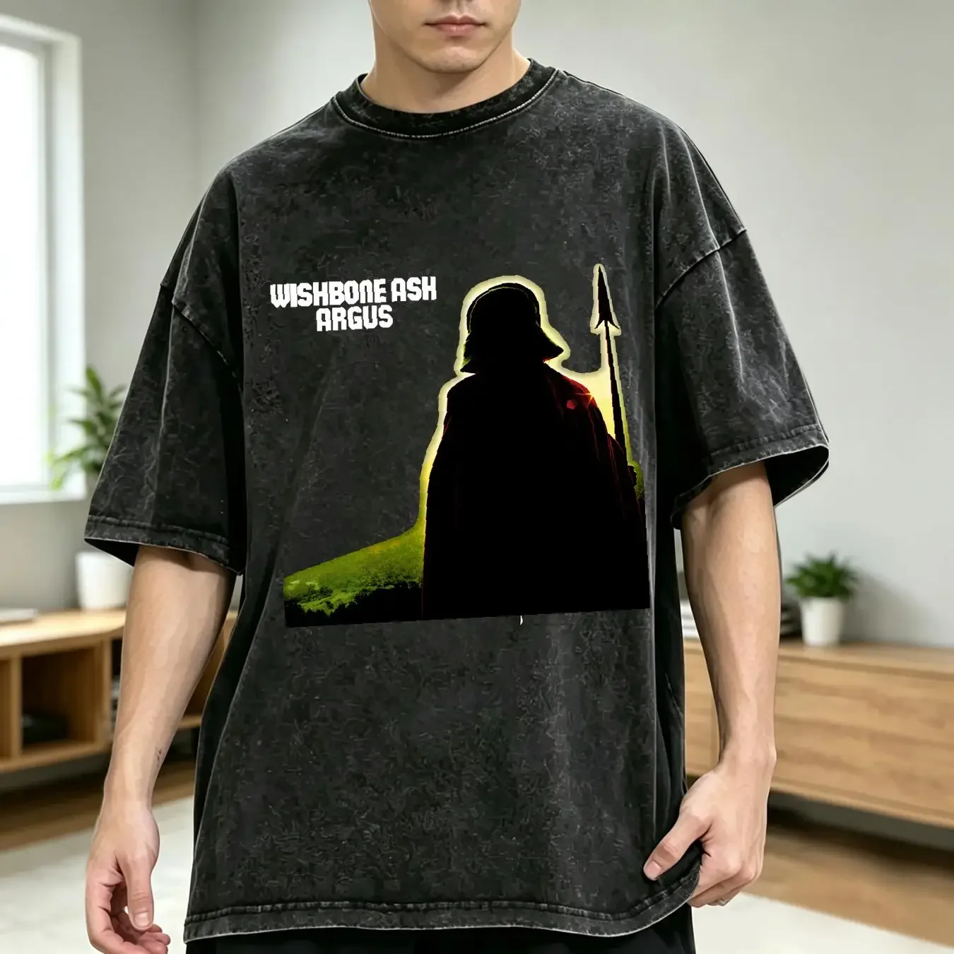 washed T Shirt Wishbone Ash Argus 1972 Black Size S 234XL BACKSIDE long or short sleeves vintage Washed Casual Versatile