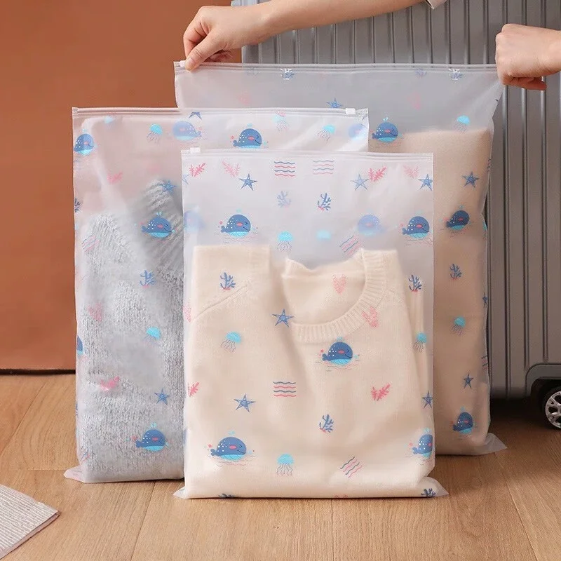 5Pcs Frosted Zipper Bags for Clothes, Zipper Poly Bags for Shirt Packaging, Clothing Shipping, Swimsuit Bikini Suit Organizer