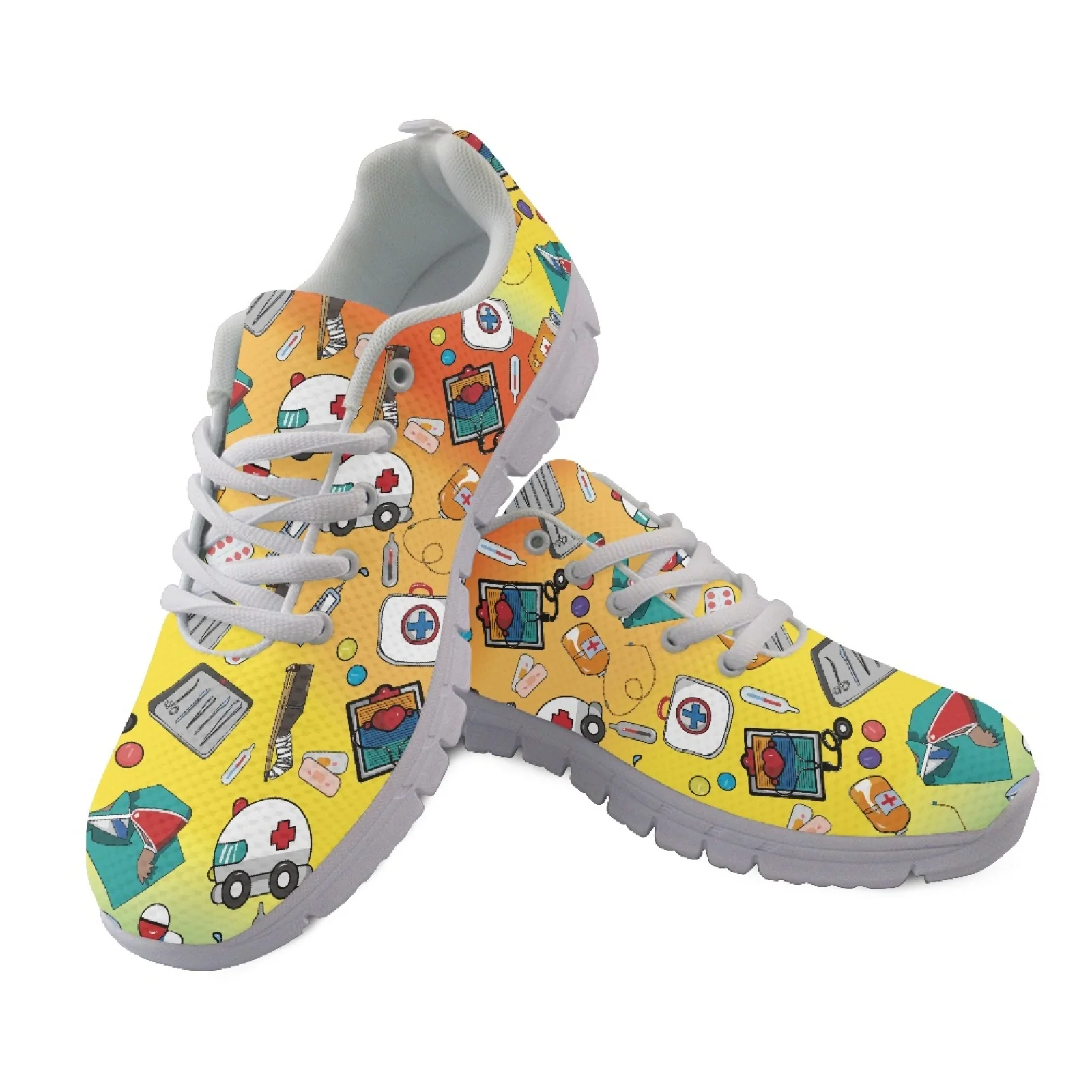 Coloranimal Medical Print New Trend Running Sneakers, Breathable Training Walking Mesh Sneakers for Women Outdoor Exercise