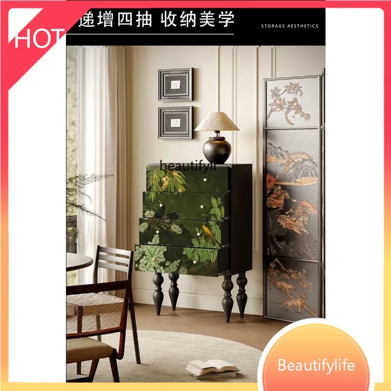 

A8076 French retro entrance, chest of drawers, painted drawers, bedroom, storage, living room storage, storage cabinet