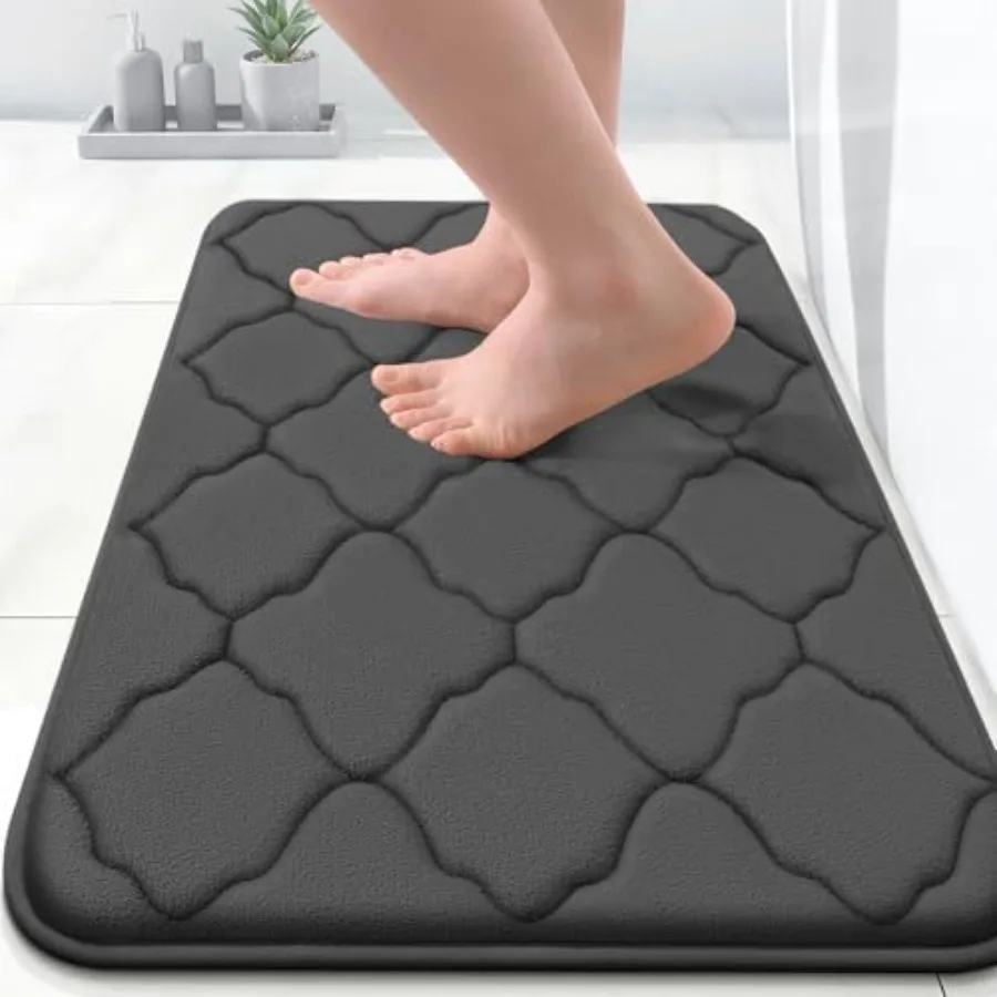 Memory Foam Bath Mat Rug 24x16, Ultra Soft and Absorbent Bathroom Rugs, Non-Slip, Comfortable, Machine Washable Bath Carpet for