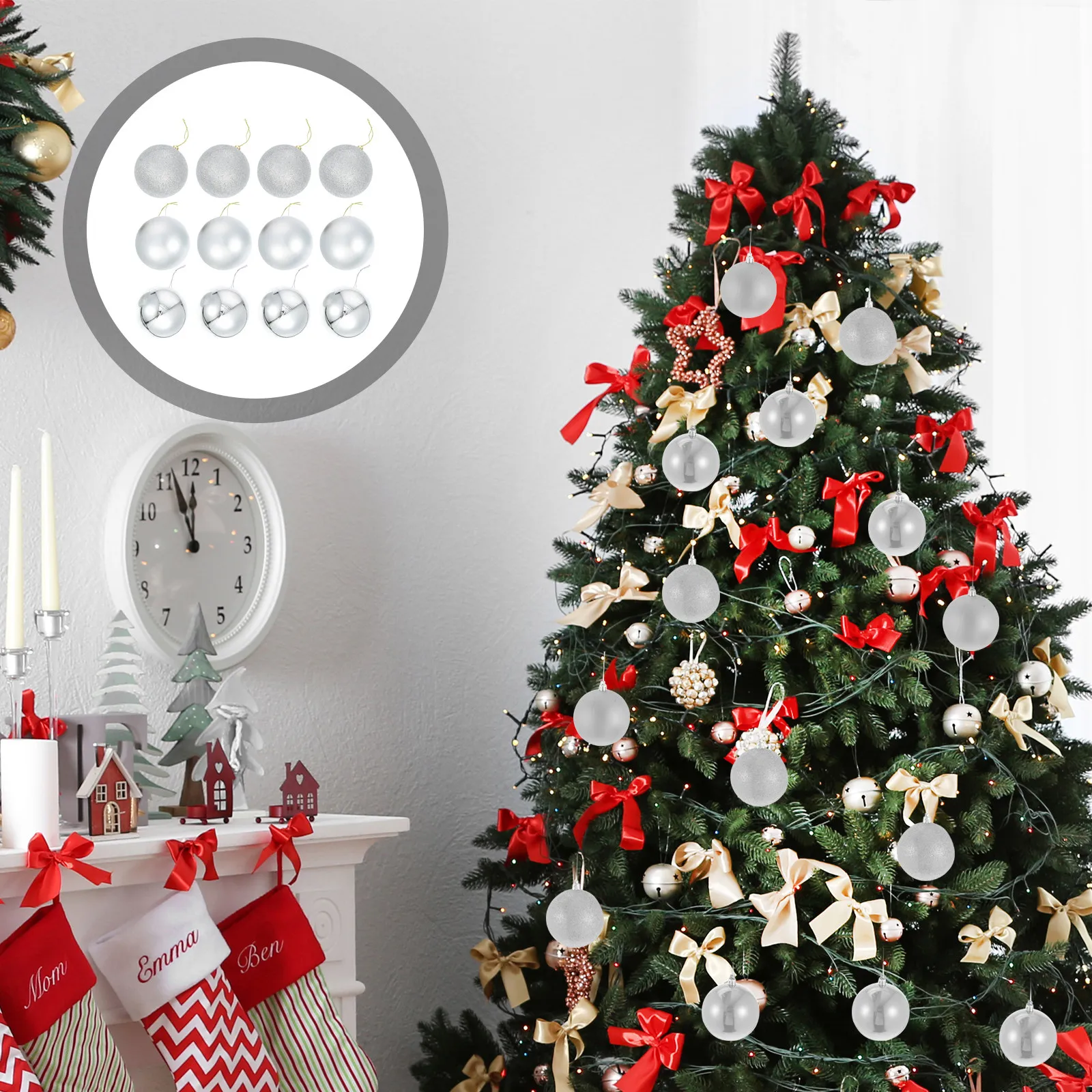 

24pcs Christmas Balls Colorful naments Shiny Plastic Hanging Decoration Small Xmas Gift Festival Supply Bright Exquisite Design