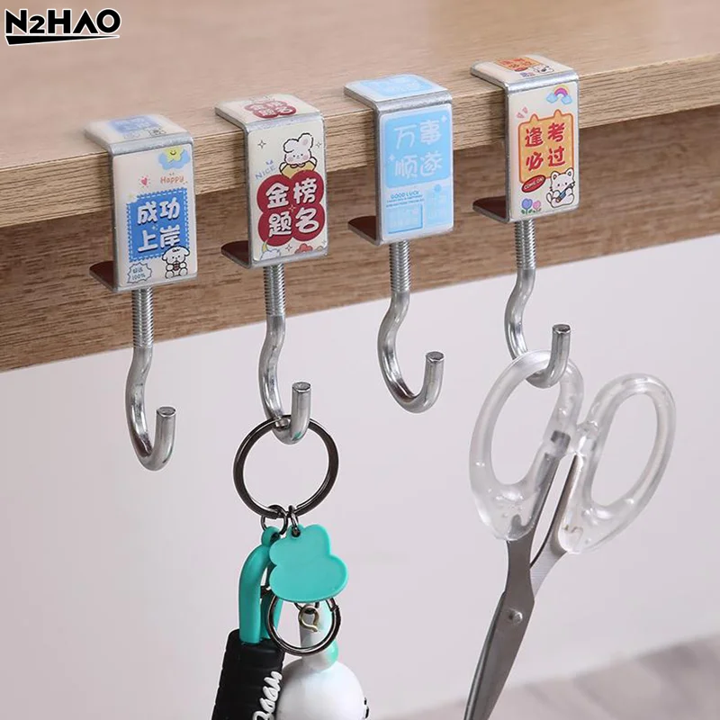 1/4 pcs Portable Bag Hook Cartoon Metal Table Side Bag Rack Bag Hook Hanger Handbag Holders Table Hook Office Desk Accessories
